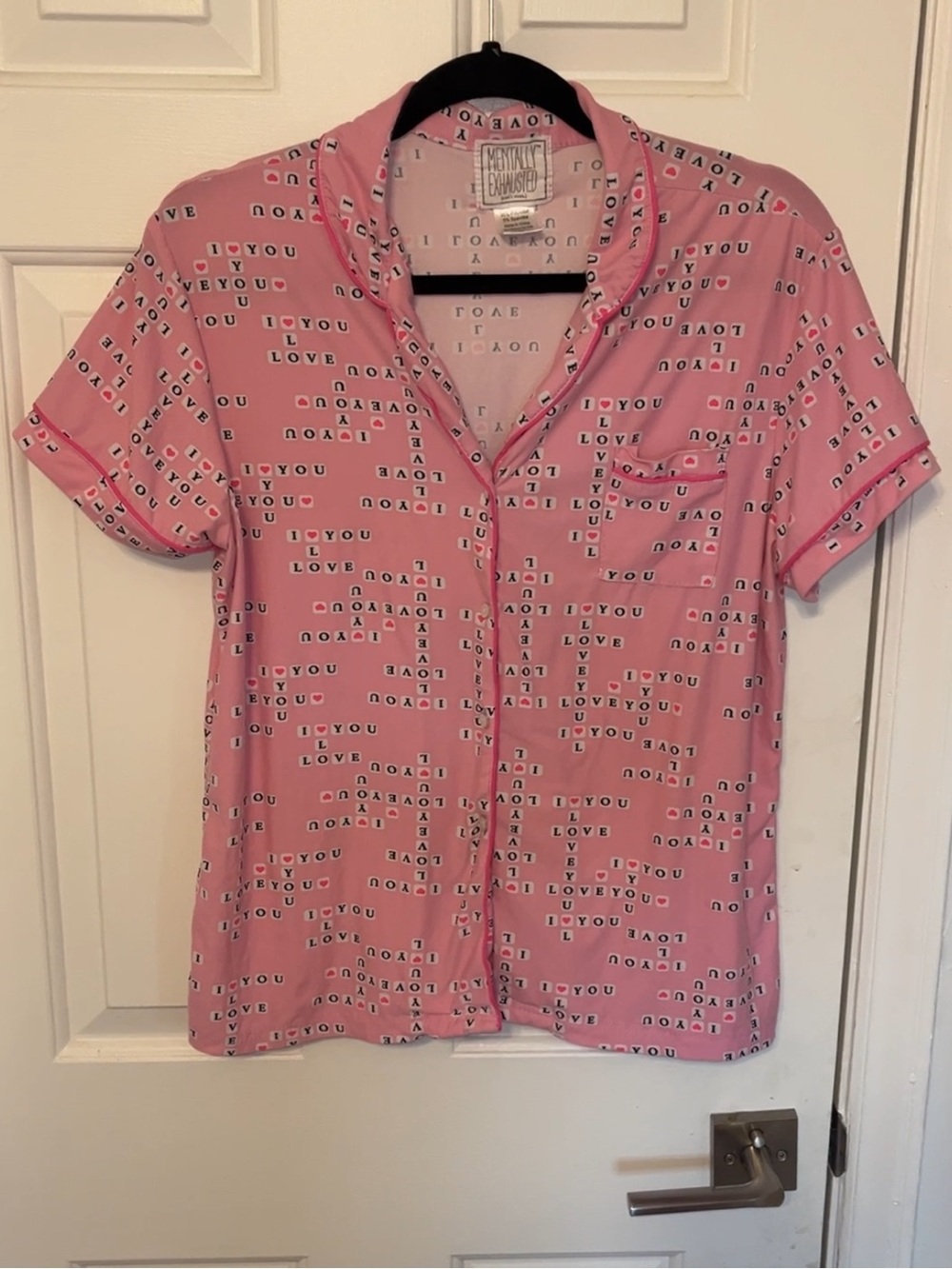 Pink 'I Love You' Button-Up Sleep Shirt